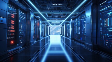 Fototapeta premium Futuristic IT Server Room