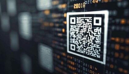 QR code with digital background.
