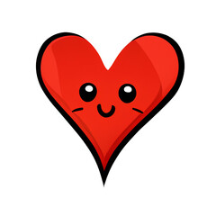 cute red heart sticker with smiley face