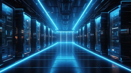 Fototapeta premium Futuristic IT Server Room