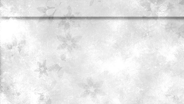 Black floating stains and particles on grain old movie horizontal stripes textures with grey floating cinema dust with old flowers wallpaper. Movement with flickering, light leaks, dirt, grain	
