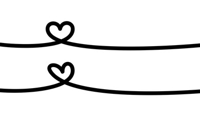 Doodle heart continuous linear doodle. Valentine's day simple banner design.