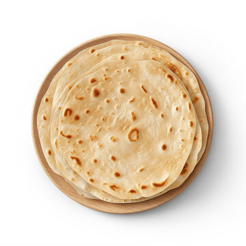 Traditional chapati tortillas isolated on white background