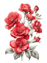 bouquet of red poppies illustration 