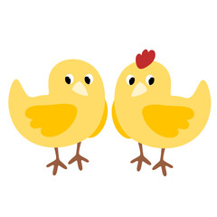 two chicken cartoon style 