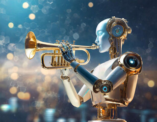 robot jouant de la trompette