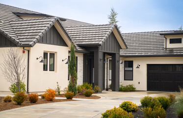 Up close photo of a newly built house