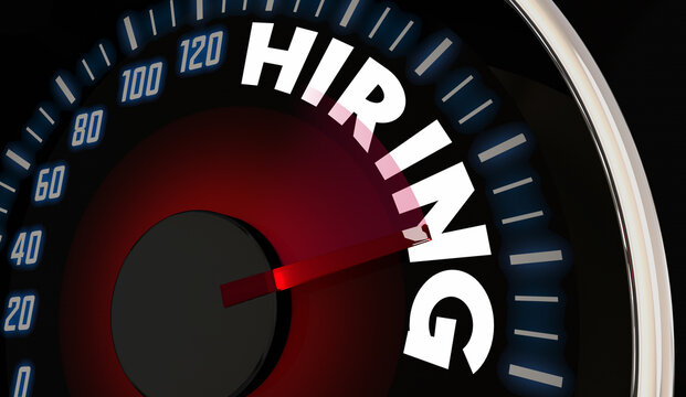 Hiring Speedometer Help Wanted New Jobs Employement Rising Increase 3d Illustration