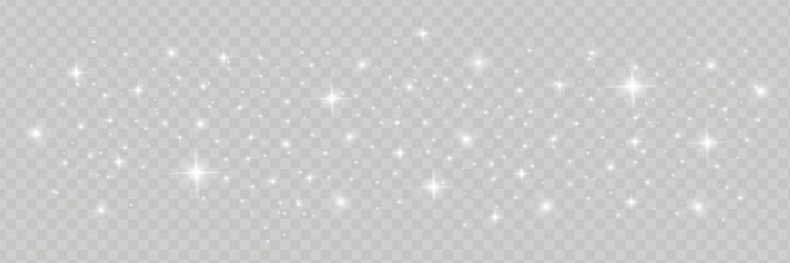 The white dust sparks and star shine with special light Christmas sparkl light effect, shine lights, vector illustration.