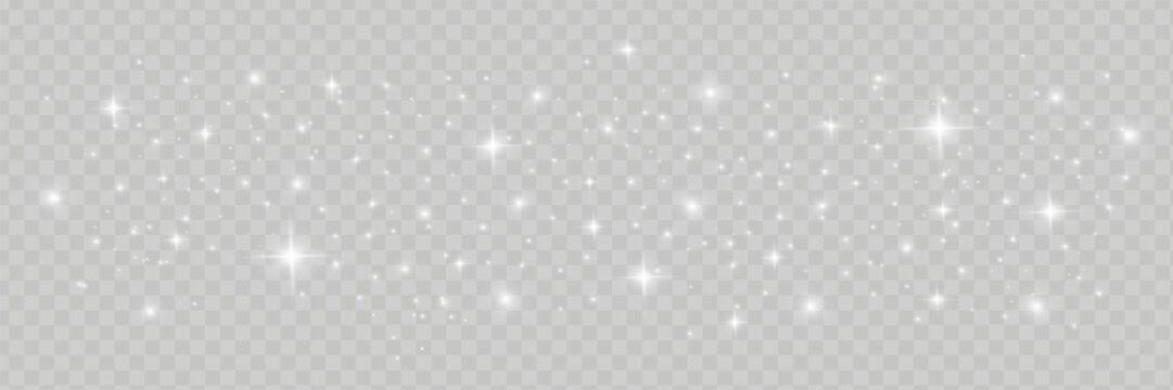 The white dust sparks and star shine with special light Christmas sparkl light effect, shine lights, vector illustration.