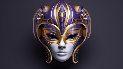 A fancy Egyptian modern mask, purple and gold colors