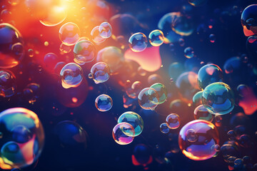 abstract  background with flying bubbles on a colorful background