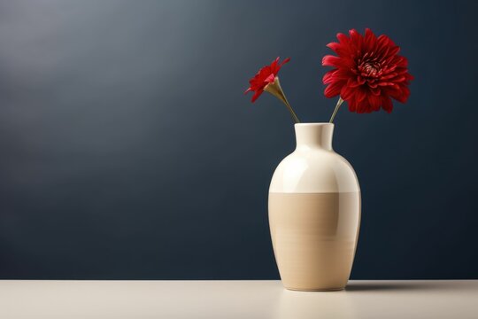 vase with flowers, dark grey background