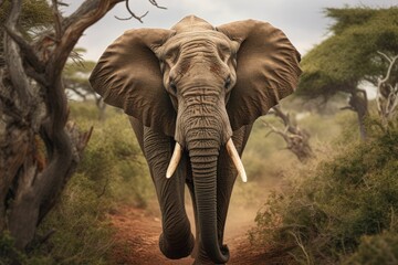 Beautiful elephant in a jungle - obrazy, fototapety, plakaty