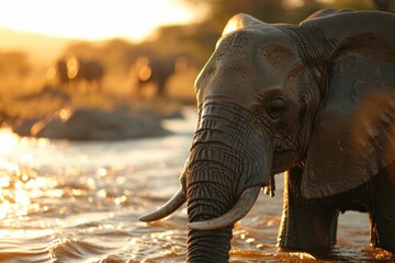 Beautiful elephant in water