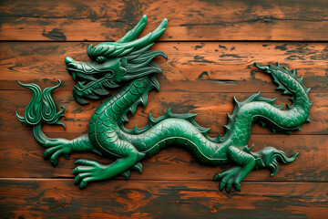 Fototapeta premium Chinese new year 2024 year green wooden dragon symbol