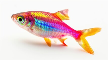 Rainbow color beautiful fish isolated on white background