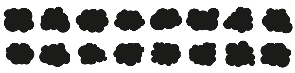 Set of clouds. Cloud icon. Fluffy clouds silhouettes. 