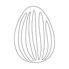 Easter egg with pattern. Continuous one line drawing. Vector illustration on white background. Minimalist. Design element. Ideal for icon, logo, print, Easter decoration, coloring book, greeting card.