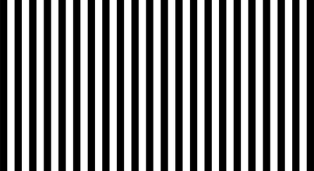 Black and white vertical stripes pattern. Simple, clean design for backgrounds, wallpapers. Monochrome striped texture. Uniform lines in contrasting tones creating a visual rhythm and balance. Vector.