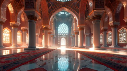 Obraz premium Interior of the Sultan Ahmed Mosque in Istanbul, Turkey. 3D rendering