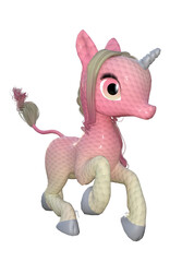 Cute baby unicorn, 3D generated illustration, cartoon style, Image 6 of a series in various colors and poses. 