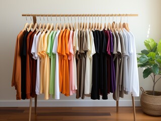 Free Photo Variation color tshirt in store display
