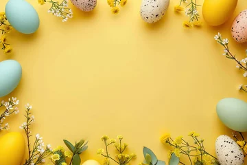 Foto op Plexiglas easter card, eggs on a yellow background © ashar