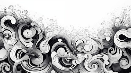 Psychedelic Curved Background. Black and White Psychedelic Pattern. Ai generative