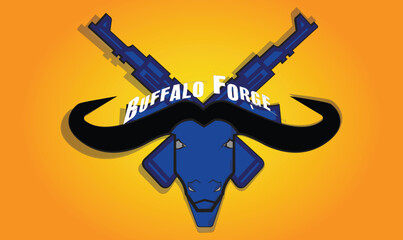 illustration of a tattoo, gaming mascot logo, bull gaming mascot, buffalo mascot, gaming mascot logo, logo design, gun mascot