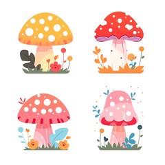 Enchanted Forest: Whimsical Mushroom Illustration