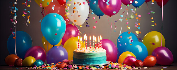 birthday candles birthday, balloon, party, celebration, decoration, holiday, gift, balloons, vector, card, cake, illustration, happy, confetti, christmas, carnival Generative AI 