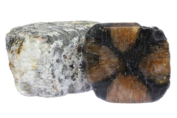 chiastolite from Chile isolated on white background