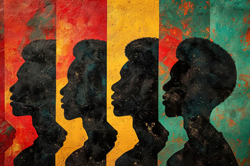 Painting fresco of arfo-american men portrait. Black History Month concept.