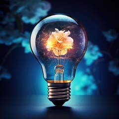 Bulb with colorful light, creative concept photo realistic 