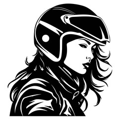 Woman wearing motorcycle helmet