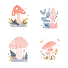 Enchanted Forest: Whimsical Mushroom Illustration