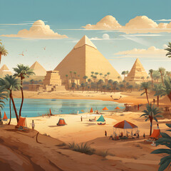 travel to Egypt illustration (generative AI)