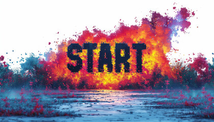 The Black text "Start" animation with glitch effect