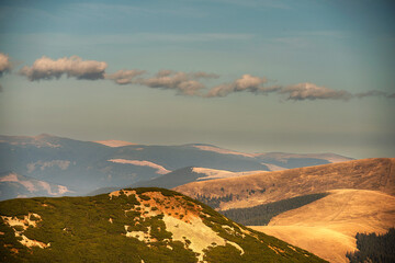 Beautiful view of the Carpathian peaks from the famous Transalpina route. Romania.