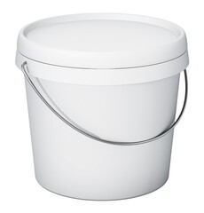 Blank white plastic bucket isolated on transparent  background. 3D illustration © Destina