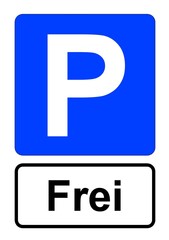 Illustration eines blauen Parkplatzschildes mit der Aufschrift 
