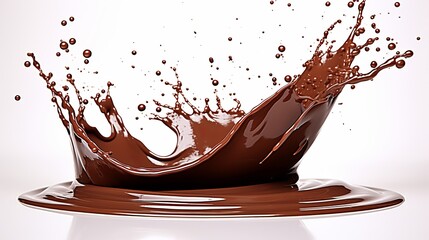 Mouthwatering chocolate splash on white background, perfect for tempting dessert concepts