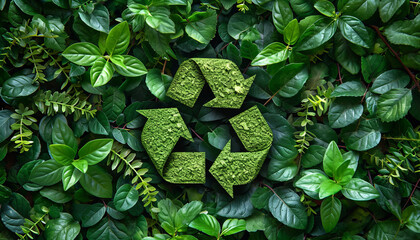 a green recycling logo meaning a good nurtured business ecosystem generative ai - obrazy, fototapety, plakaty