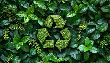 Foto op Plexiglas a green recycling logo meaning a good nurtured business ecosystem generative ai © Suralai