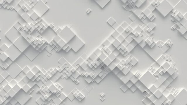 Abstract motion background from random moving cubes, seamless loop animation. Copy  Space