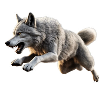 Cartoon furious black wolf isolated on a white backdrop created by Ai.