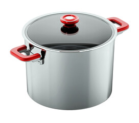 Steel cooking pot isolated on transparent background. 3D illustration