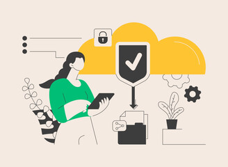 Secure file sharing abstract concept vector illustration.