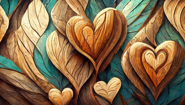 Naklejki wooden hearts valentine background